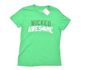 Chowdaheadz WICKED AWESOME Green Shamrock Short Sleeve Graphic Tee Size L NEW